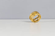 Todd Reed ring in 18ky gold, rose cut diamonds (.04ct), white brilliant cut diamonds (.85ct).